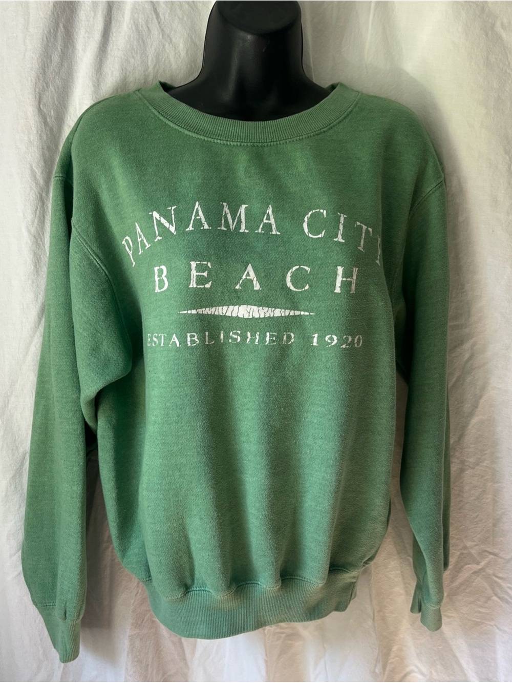 Vintage Panama City Beach FLORIDA Crew Neck Sweatshirt Leaf Green Crewneck SMALL
